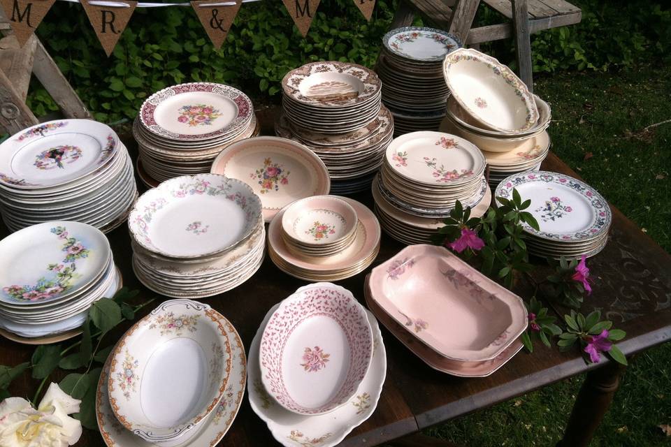 Vintage Mis-Match China, Vintage Wedding Rentals