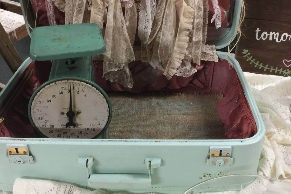 Vintage Mint Suitcase, and Mint Scale @sweetlifevintagerentals