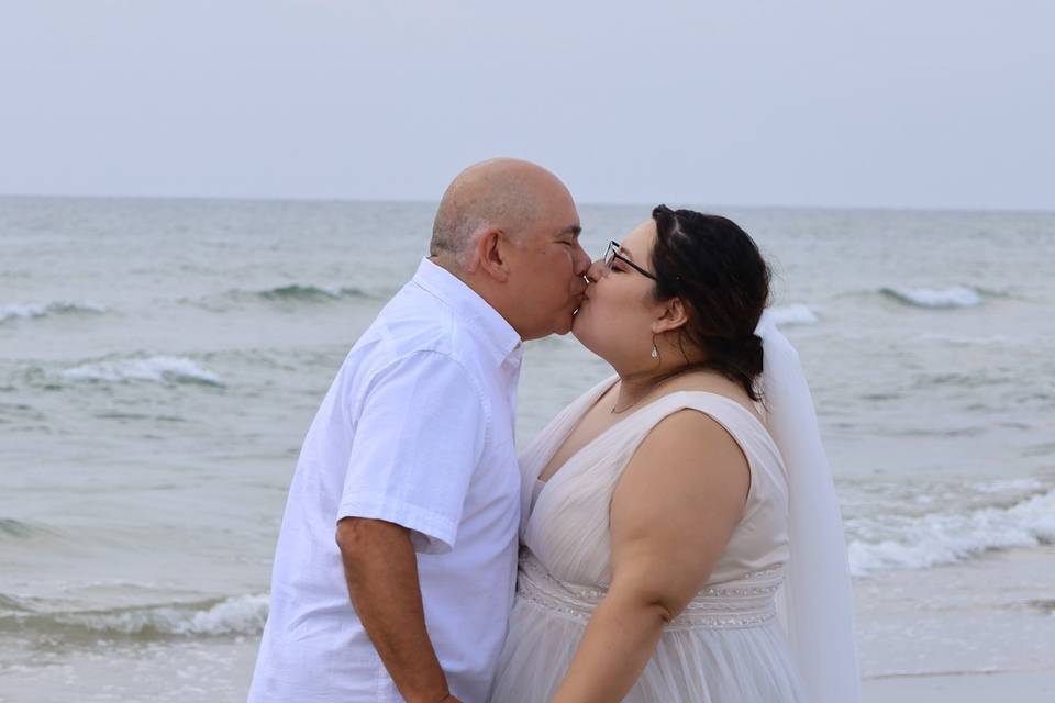 Wedding Kiss on the Beach