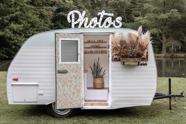 Vintage photo booth camper