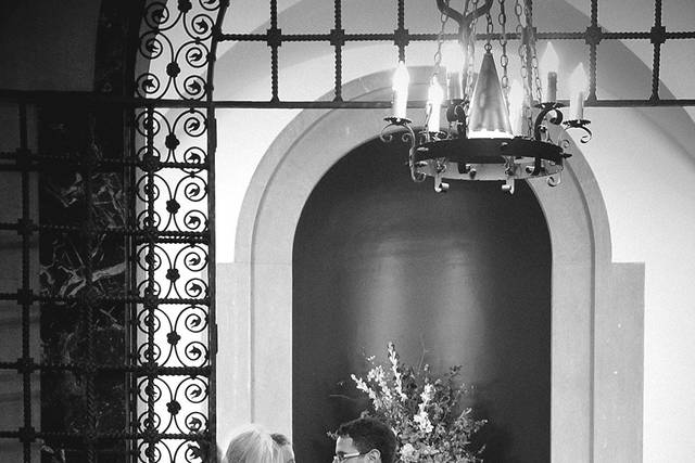 Couple standing indoors