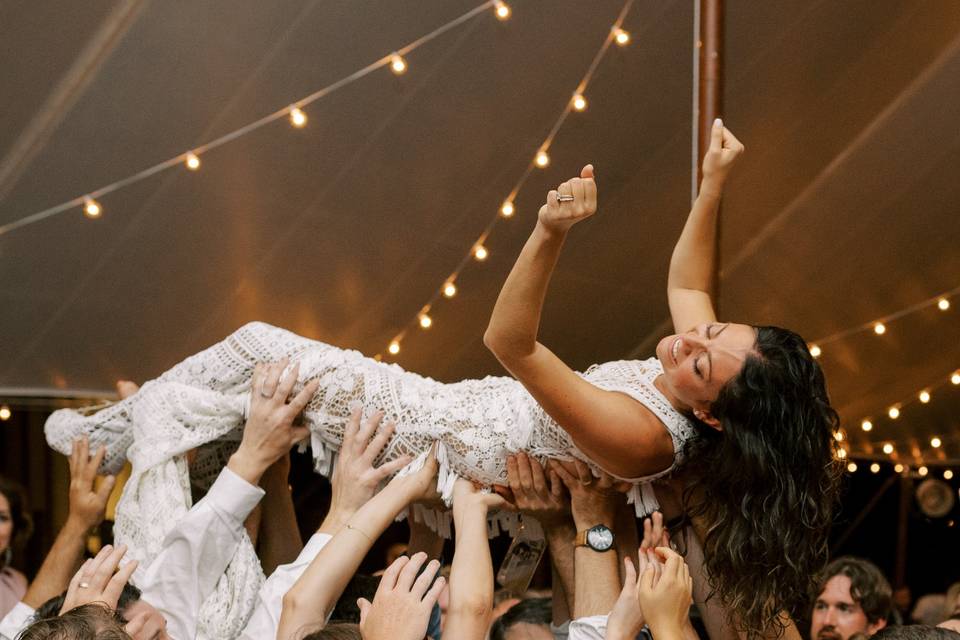 Bride crowd surfs