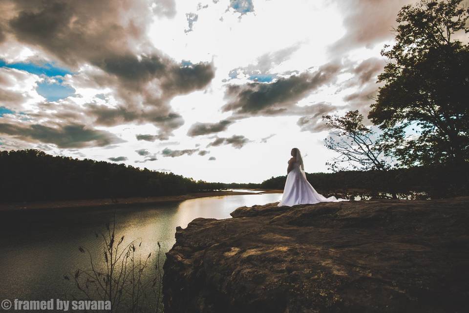 Bride by the lake