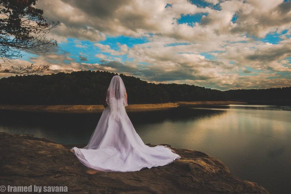 Bride by the lake