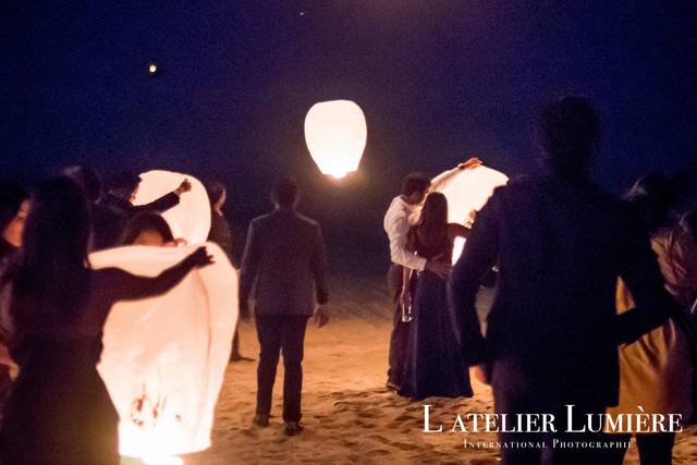 Wish lanterns being released