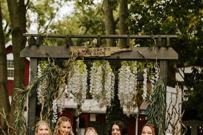 Bridal party in back of barn