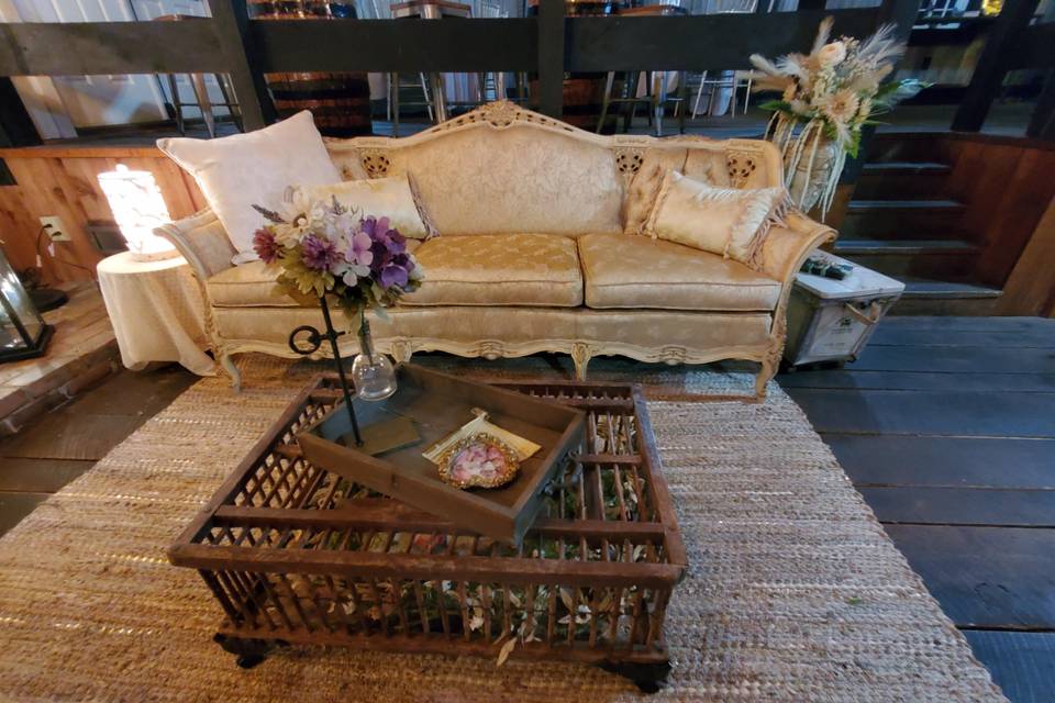 Seating area in barn