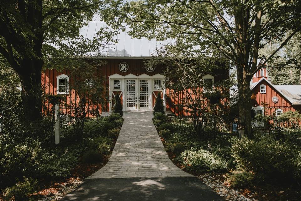 Walkway in front of barn