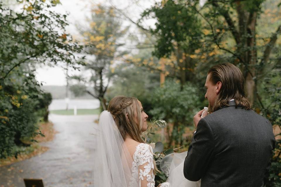 Wedding photo on front path