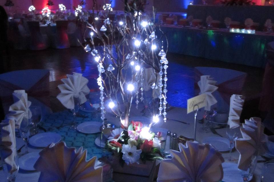 Table setup with centerpiece