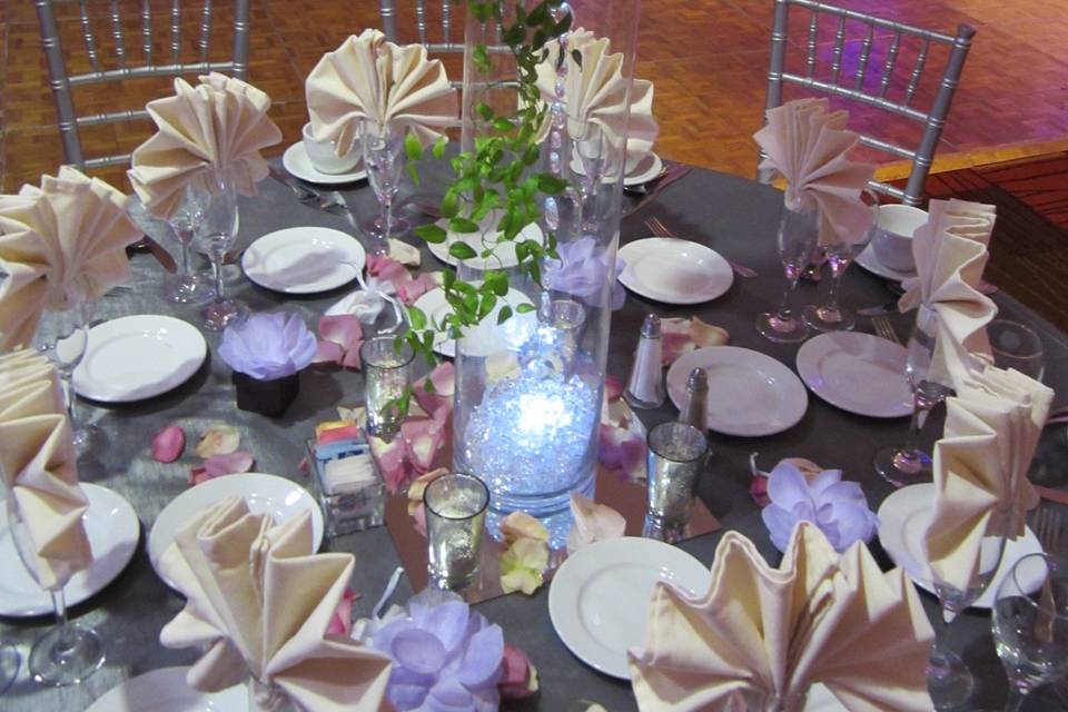 Table setup with centerpiece