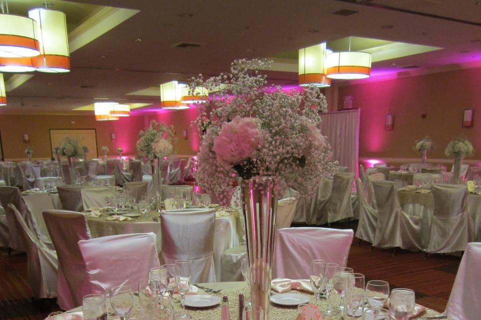 Table setup with centerpiece