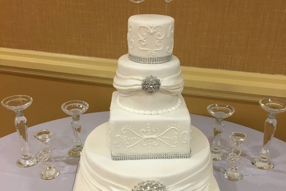 Multiple layered wedding cake