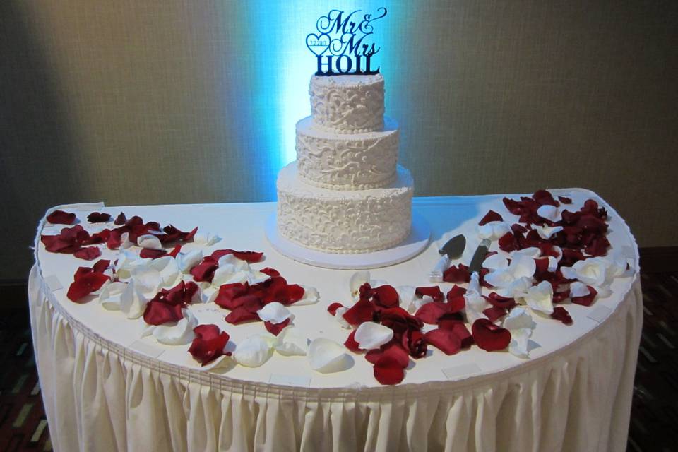 Multiple layered wedding cake