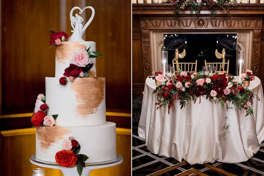 Cake and sweetheart table