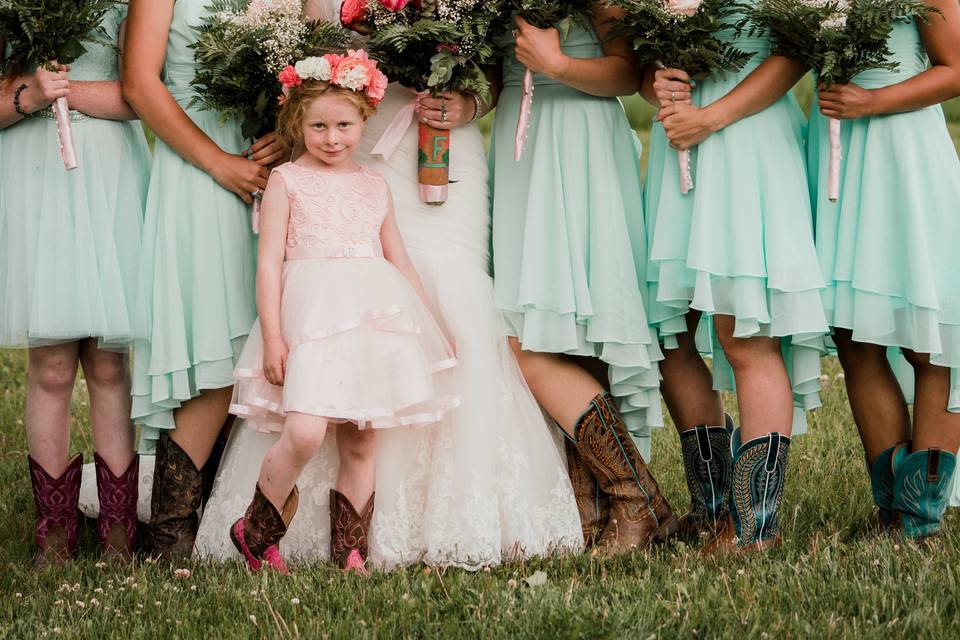 Bridesmaids and flower girl