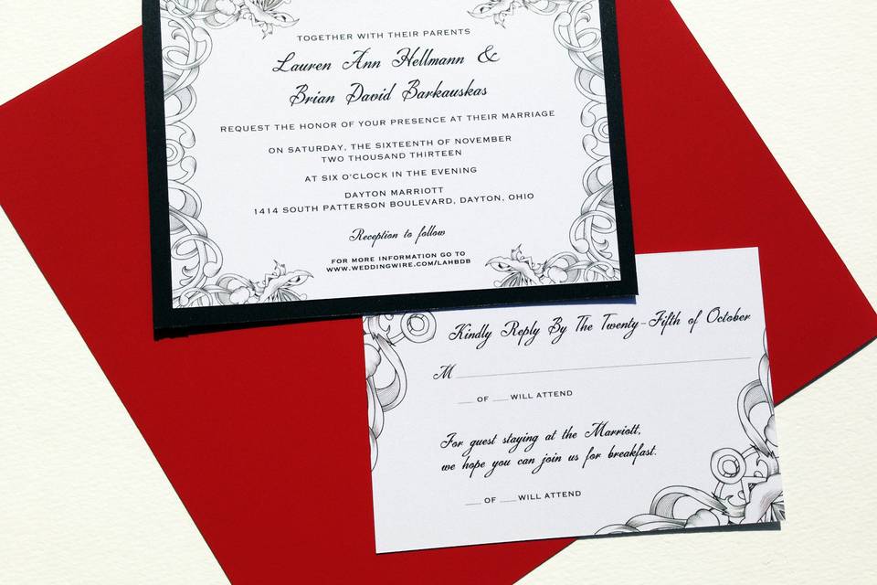 Vintage inspired invitation and RSVP card