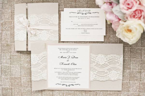 Gated Lace Wedding Invitation Suite-  Featured on Style me Pretty Magazine!
