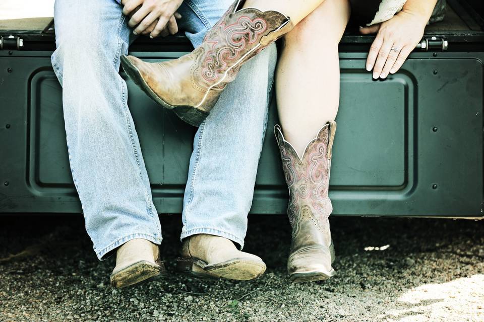 Showing off cowboy boots