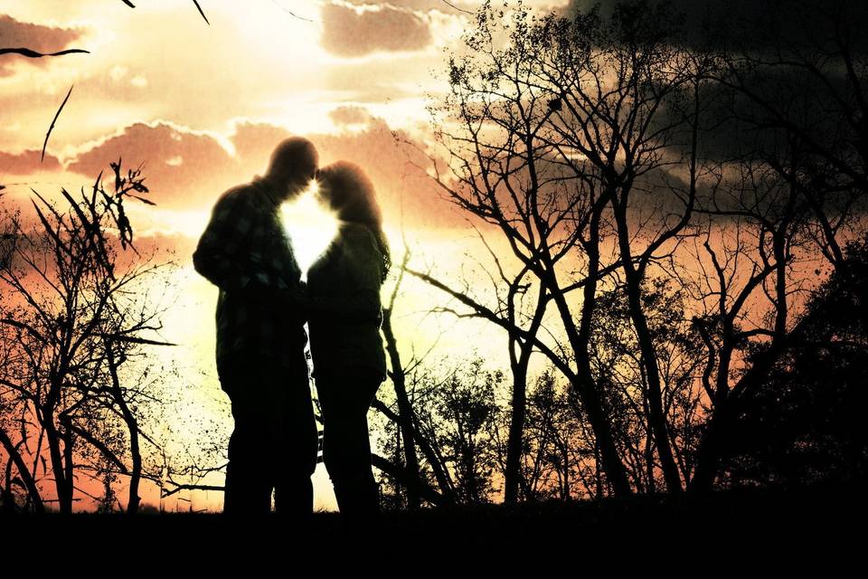 Silhouette of couple at sunset