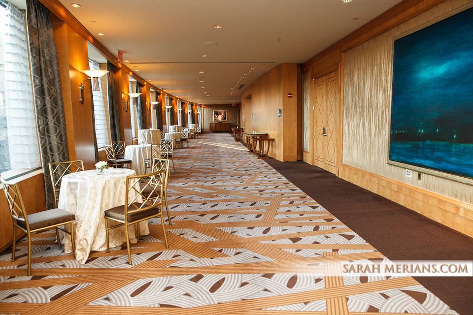 Hall lined with tables