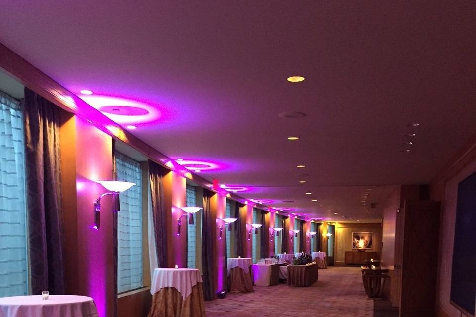 Pink lit hall