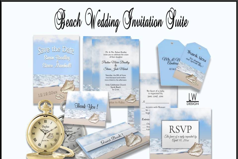 Beach Wedding Invitation Suite