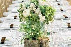 Table setting with floral centerpiece