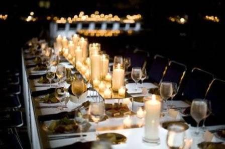Table setting with candle centerpiece