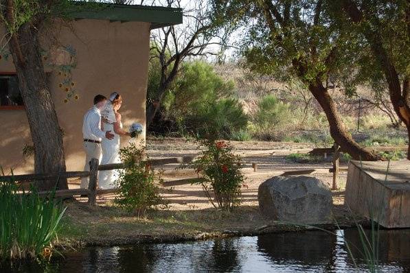 Walking newlyweds