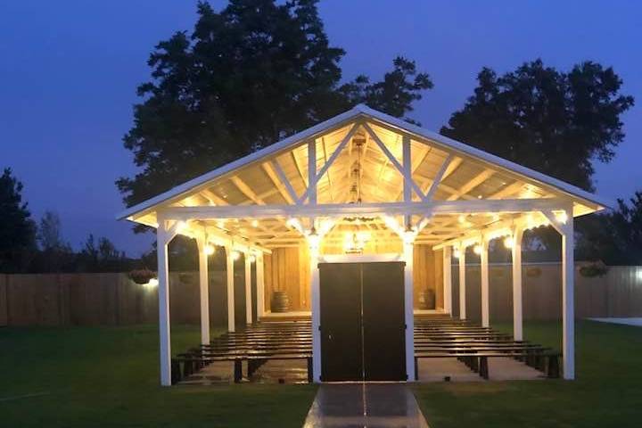 Outside ceremony space at night