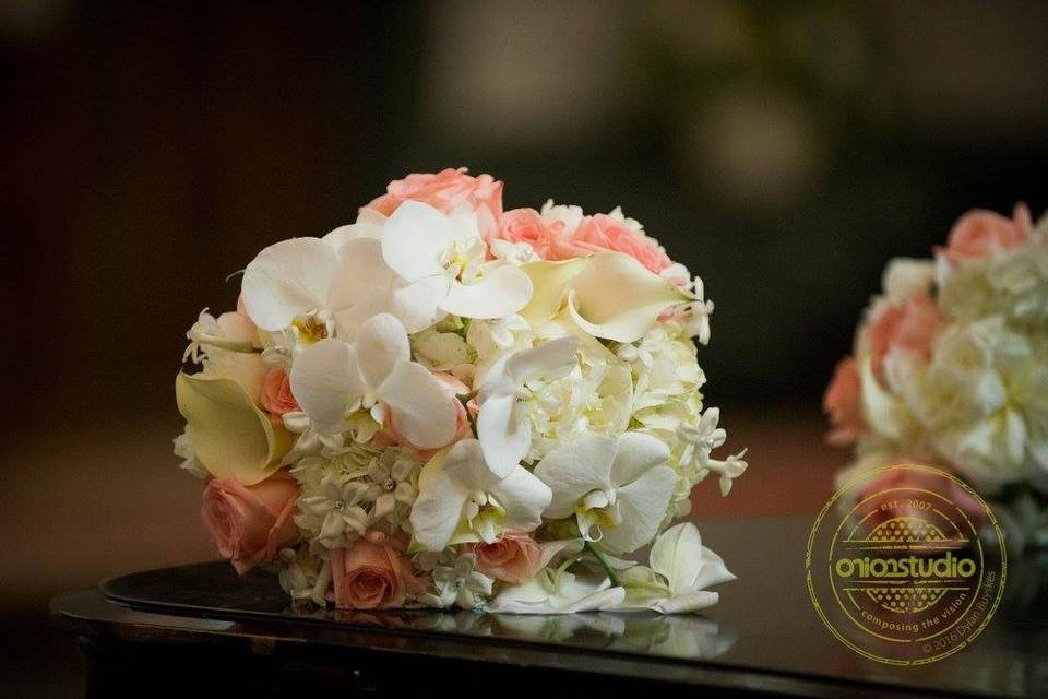 Peach and white bouquet