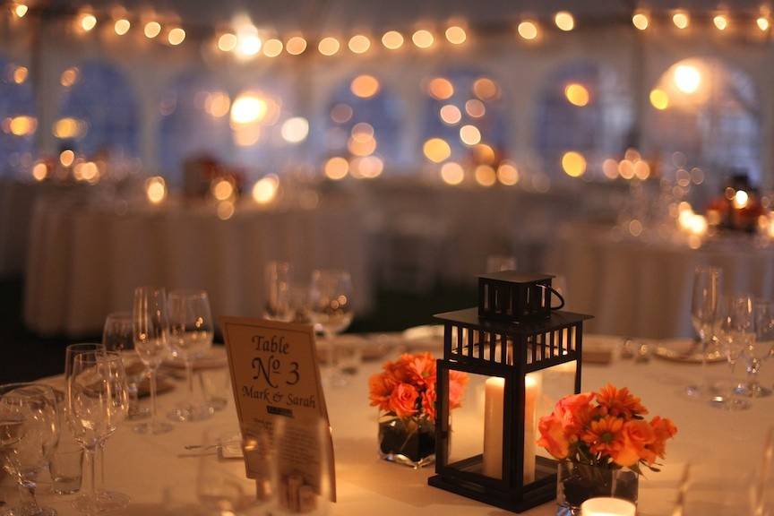 Reception lighting and decor