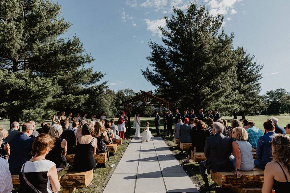 Rustic ceremony seating