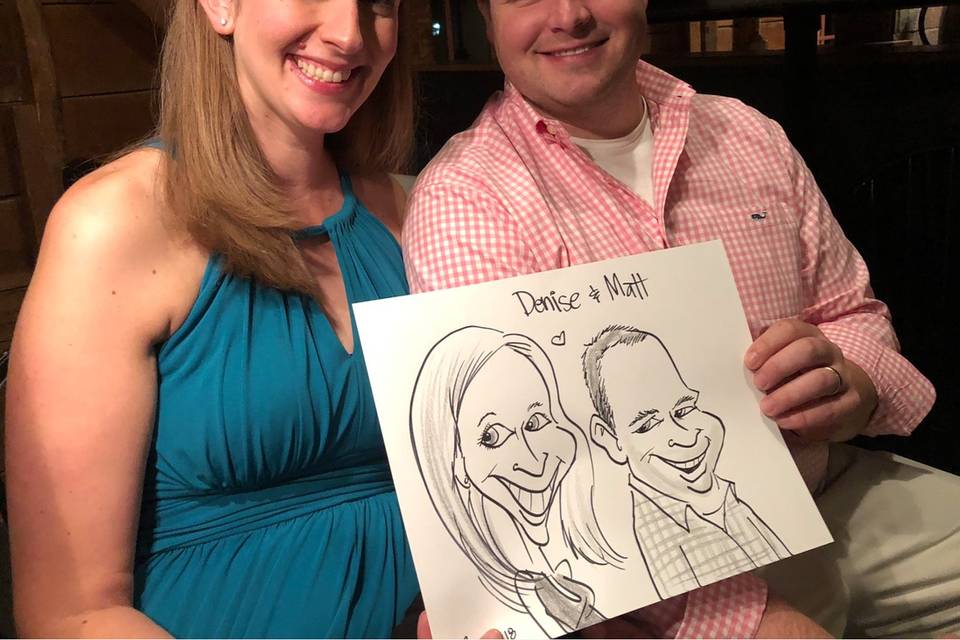 Live B&W wedding caricature three