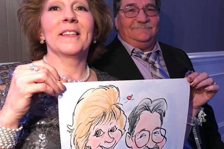 Live color wedding caricature nine