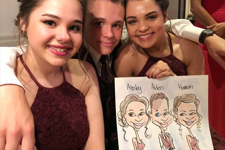 Live color wedding caricature one