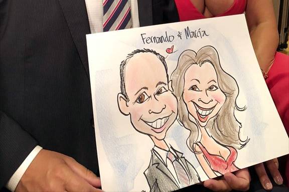 Live color wedding caricature two