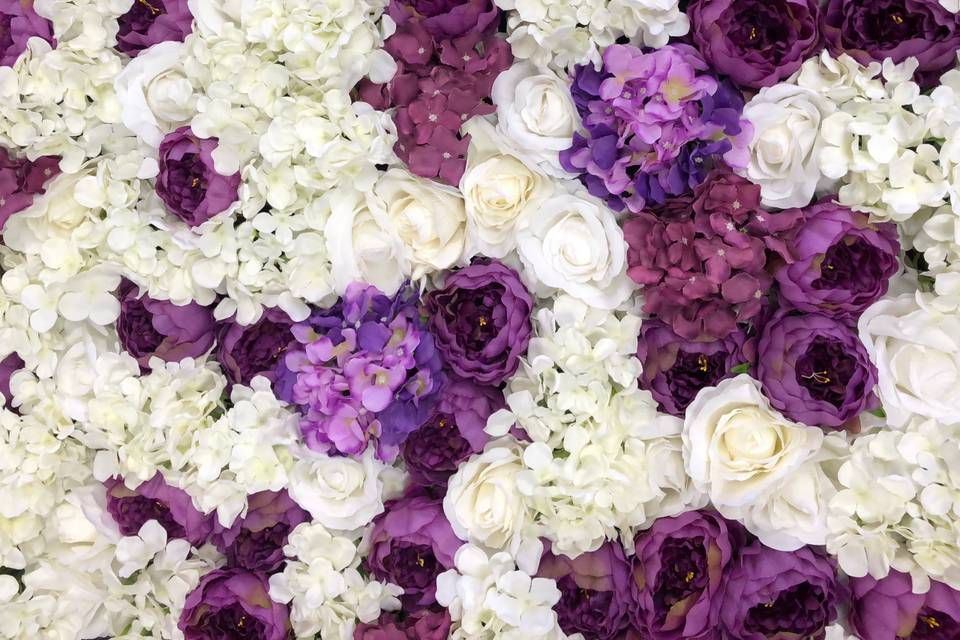 Purple and ivory flowers