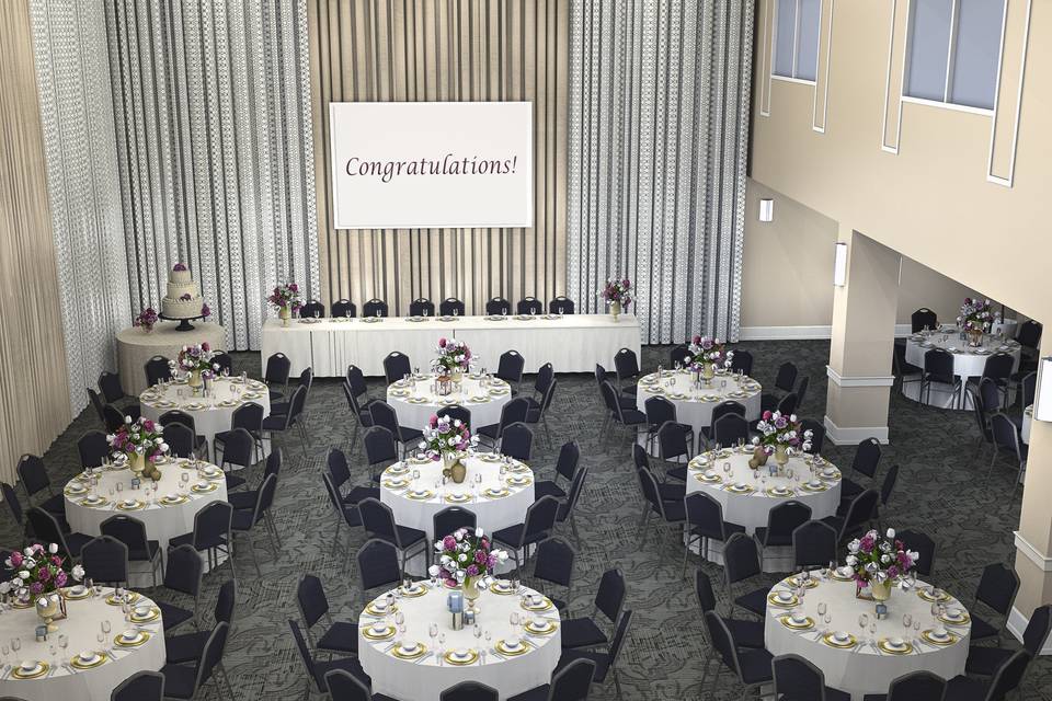 Wedding Reception View from top of Grand Staircase