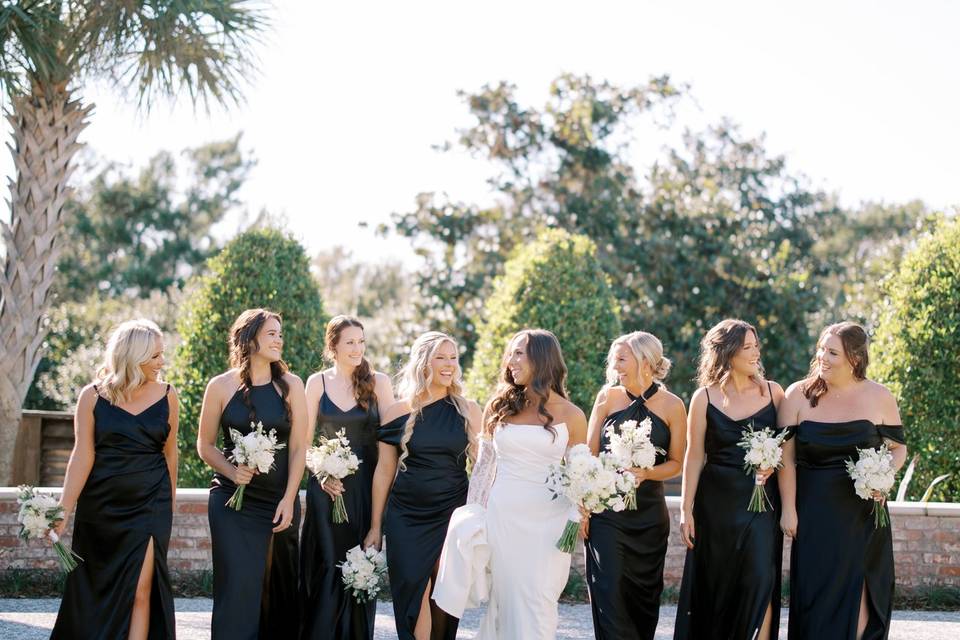 Bride and her bridesmaids