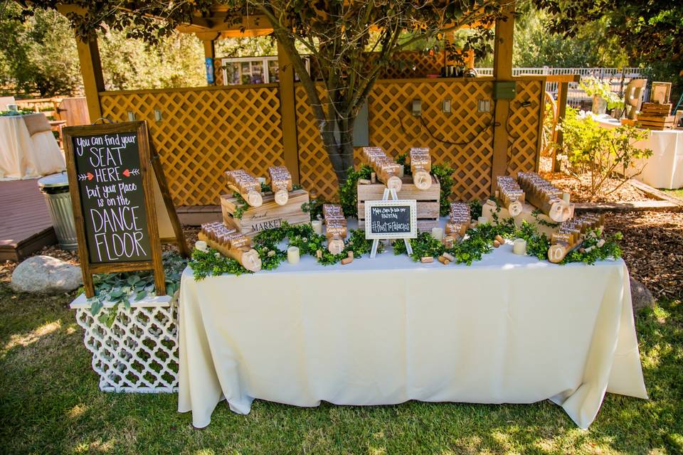 Seating chart table decor
