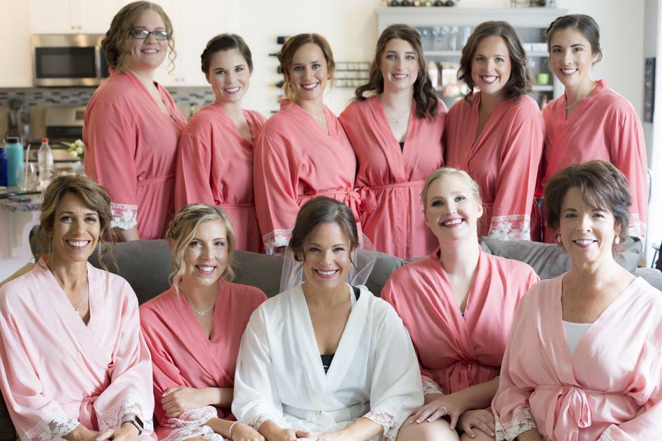 Bride with bridesmaids