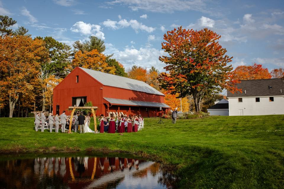 Outdoor Ceremony Area and Barn