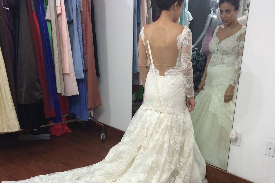 Backless France Lace Gown