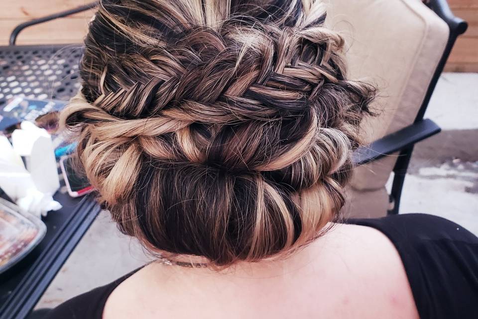Updo with fishtail braid