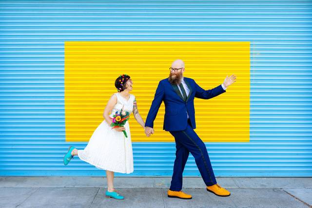 Colorful wedding portrait