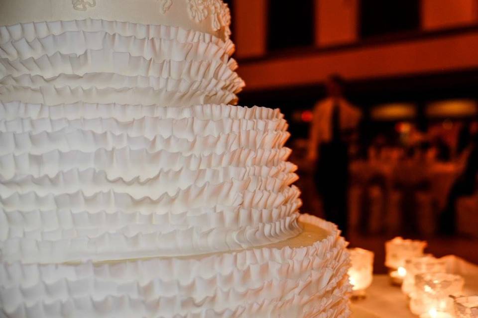 Multiple layered wedding cake