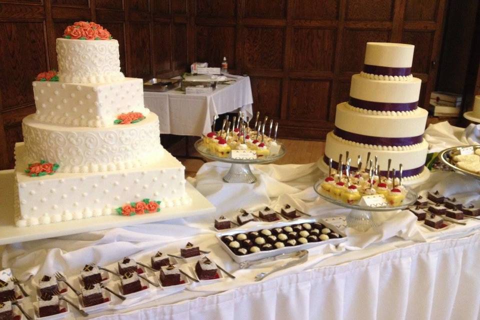 Wedding cake with desserts