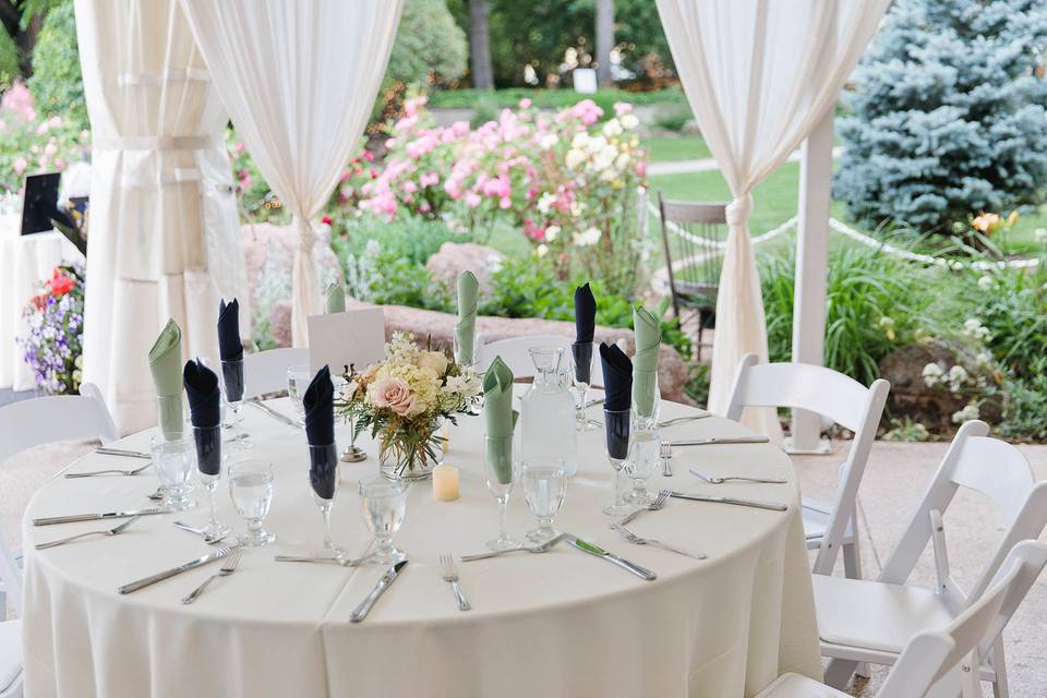 Table setup with flower centerpiece